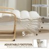 HOMCOM Birch Wood Lounge Chair, Upholstered Recliner Lounge Seat with Adjustable Footrest, Modern Armchair for Living Room, Bedroom, Balcony, Office, Cream White