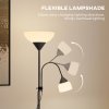 HOMCOM LED Floor Lamp for Living Room, 180cm Tall Standing Lamp, Mother and Child Uplighter with Adjustable Gooseneck, Black