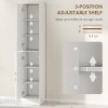 kleankin Tall Mirrored Bathroom Cabinet, Bathroom Storage Cupboard, Floor Standing Tallboy Unit with Adjustable Shelf, High Gloss White