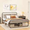 HOMCOM 5ft King Size Bed Frame, Industrial Style Metal Platform Bed Frame with Under Bed Storage, No Box Spring Needed, Easy Assembly, Grey