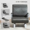 HOMCOM Single Chair Bed, Click Clack Convertible Bed Settee, Modern Velvet Feel Fabric Lounge Couch with Cushion for Living Room, Bedroom, Guest Room