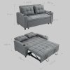 HOMCOM 2 Seater Sofa Bed, Convertible Pull Out Sofa Bed with Adjustable Backrest, Cup Holders and Pillows, Click Clack Settee for Living Room, Bedroom, Guest Room