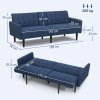 HOMCOM Click Clack Sofa Bed, Linen-Feel Fabric 3 Seater Sofa for Living Room/Spare Room/Guest Room, Bed Settee with Cup Holders