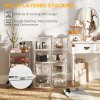 HOMCOM 8PCS Clear Shoe Box, Plastic Stackable Shoe Storage Box for UK/EU Size up to 12/46 with Magnetic Door for Women/Men, 28 x 36 x 21 cm