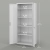 HOMCOM 5-Tier Metal Office Storage Cupboard, Lockable File Cabinet with 2 Doors and 4 Adjustable Shelves, for Home Office, Garage, White