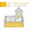 PawHut Wooden Rabbit Hutch with Run Large Guinea Pig Cage, Small Animal House for Indoor with Tray, 151.5 x 106 x 97cm, Light Grey