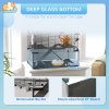 PawHut Large Hamster Cage, Gerbil Cage with Deep Glass Bottom, Tunnels, Non-Slip Ramps, Exercise Wheels, Water Bottle, Dish, 60 x 40 x 57cm