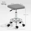 HOMCOM Square Rolling Stool, Height Adjustable PU Leather Salon Chair with Padded Seat and Foot Rest, Swivel Beauty Stool on Wheels for Spa Drafting Salon Tattoo Work Massage, Grey