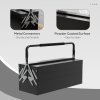 DURHAND Metal Tool Box 3 Tier 5 Tray Professional Portable Storage Cabinet Workshop Cantilever Toolbox with Carry Handle, 56cmx20cmx34cm, Black