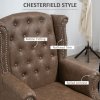 HOMCOM Wingback Armchair, PU Leather Fireside Chair, Button Tufted Accent Chair  for Living Room, Bedroom, Home Office