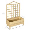 Outsunny Wooden Planters with Trellis for Vine Climbing, Raised Beds for Garden Patio, Outdoor Planter Box for Vegetables, Flowers, Herbs, Distressed Natural Tone