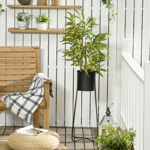 HOMCOM Decorative Artificial Plants Bamboo Tree in Pot, Desk Fake Plants for Home Indoor Outdoor Decor, 60cm