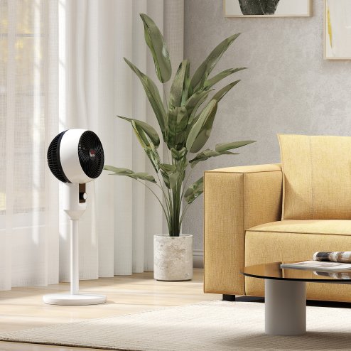 HOMCOM 9'' Air Circulator Fan 3 Speed, 70° Oscillation 90° Vertical Tilt, Carry Handle, Standing Fan, Pedestal Fan for Living Room, Bedroom, Office, White and Black