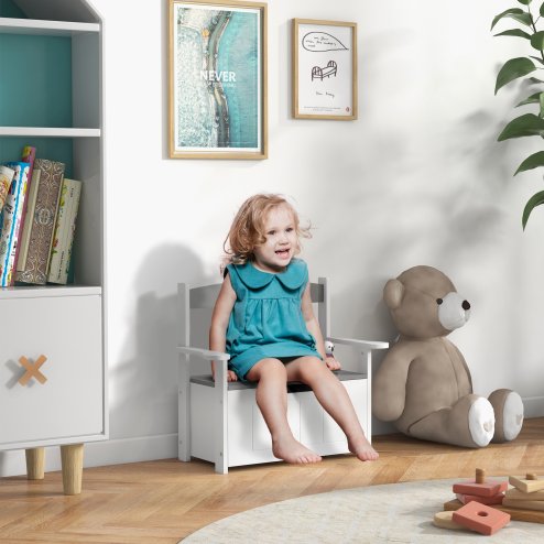 AIYAPLAY Toy Box, 2 in 1 Toy Storage Chest Kids with Lid, Large Toy Storage Organiser Bench for Bedroom, Nursery, Playroom, Grey