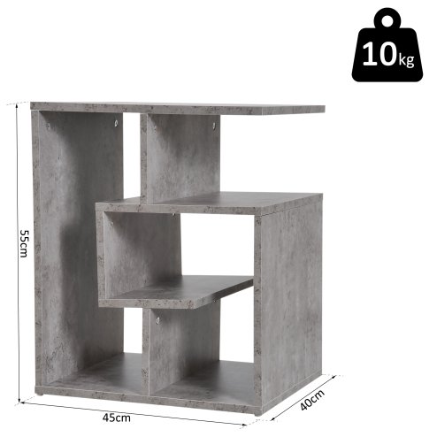 HOMCOM Side Table, 3 Tier End Table with Open Storage Shelves for Living Room, Bedroom