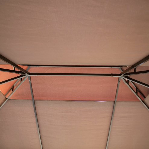 Outsunny 3 x 4m Aluminium Garden Gazebo, Marquee Canopy Shelter Pavilion Party Tent with Nets and Curtains for Garden and Deck, Coffee