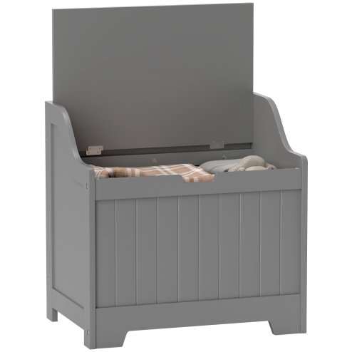 HOMCOM Storage Chest, Storage Trunk with Safety Hinge and U-shaped Cut-out Pull, Wooden Storage Box for Living Room, Entryway, 56.4 x 38 x 56 cm