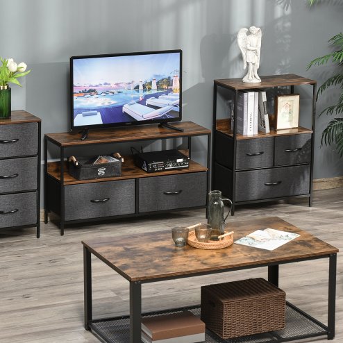 HOMCOM 3 Drawer Storage Chest Unit Home Cabinet w/ Shelves Home Living Room Bedroom Entryway Living Furniture