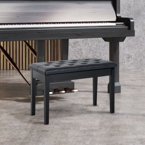 HOMCOM Faux Leather Piano Stool Makeup Stool Bench Dressing Table Seat with Storage 76x36x50cm