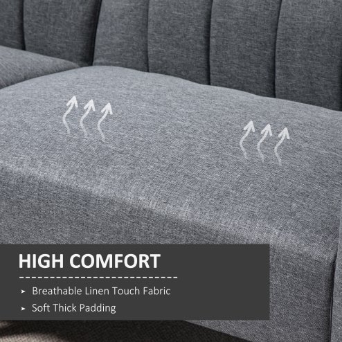 HOMCOM 3 Seater Sofa Bed, Convertible Linen Fabric Sofa Couch, Click Clack Sofabed with Adjustable Split Backrest for Living Room, Bedroom, Guest Room