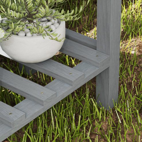 Outsunny Wooden Raised Garden Bed, Elevated Planter Box with Bed Liner, Drainage Holes and Storage Shelf, Raised Planter for Vegetables, Flowers, Herbs, 100 x 30 x 71 cm, Grey