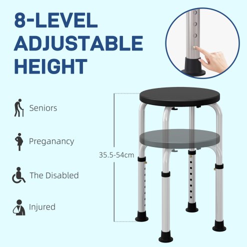 HOMCOM Bath Chair Shower Seat Safety Bathroom Elderly Aids Adjustable Positions