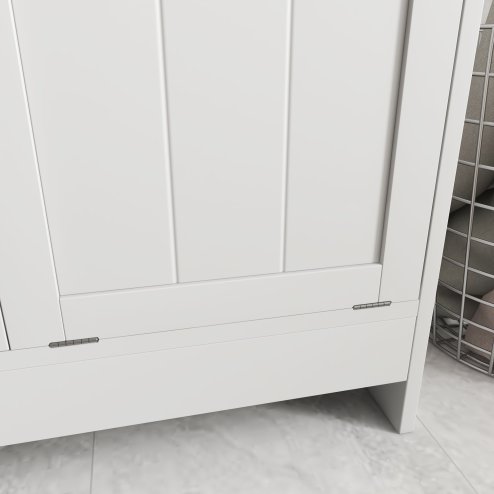 kleankin 2 Doors Laundry Cabinet, Bathroom Cabinet with 2 Tilt-Out Hampers, Modern Storage Unit for Washroom, White