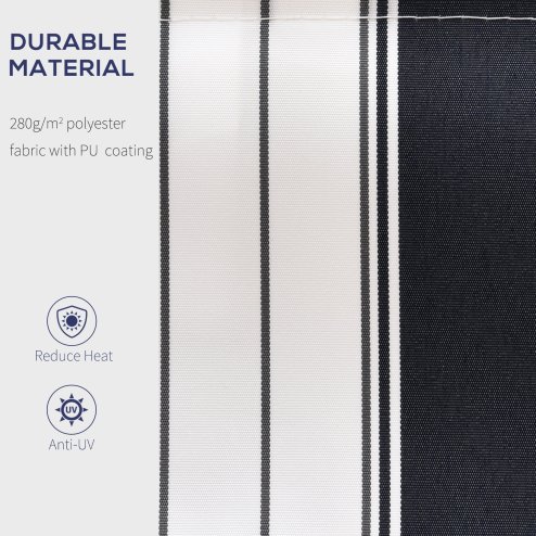 Outsunny 2.5m x 2m Retractable Awning, DIY Garden Awning Canopy, Anti-UV Sun Shade Shelter with Aluminium Frame and Crank Handle, Blue and White