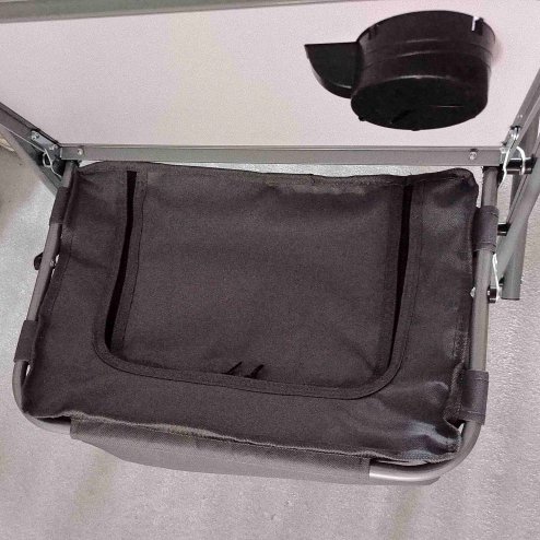 Outsunny Aluminium Directors Chair, Folding Camping Chair for Adults with Side Table, Cup Holder, Cooler Bag and Pocket, Up to 120 kg, Grey