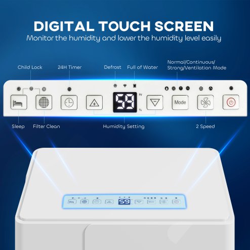 HOMCOM 30L/Day Dehumidifier with Activated Carbon Air Filter, Continuous Drainage, 4.7L Water Tank, 24H Timer, Dehumidifier for Home Damp, Bedroom, Condensation, Mould, Laundry Drying