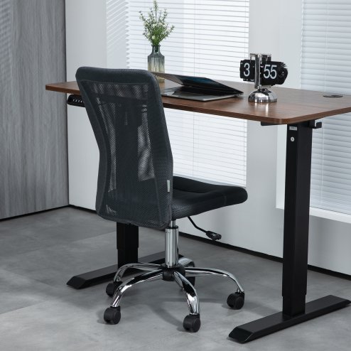 Vinsetto Office Chair, Armless Desk Chair, Adjustable Computer Swivel Chair with Rolling Wheels and Mesh Back for Home Work Study, Dark Grey