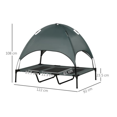 PawHut Raised Dog Bed Waterproof Elevated Pet Cot with Breathable Mesh UV Protection Canopy , for XL Dogs, 122 x 92 x 108cm