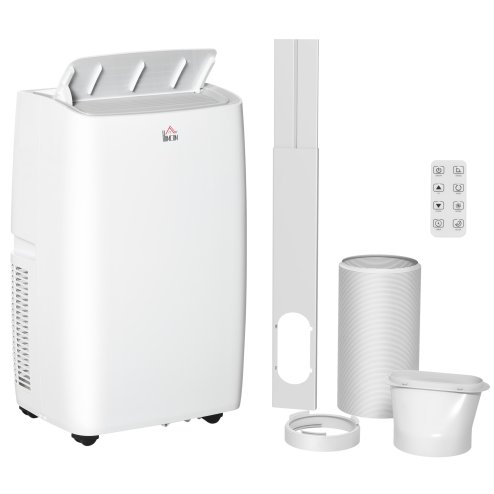 HOMCOM 12000 BTU Air Conditioning Unit, 3-in-1 Portable Air Conditioner, Dehumidifier, Cooling Fan with 3 Speeds, Remote Control, LED Display, 24H Timer, Window Venting Kit, Children Lock, 35m²