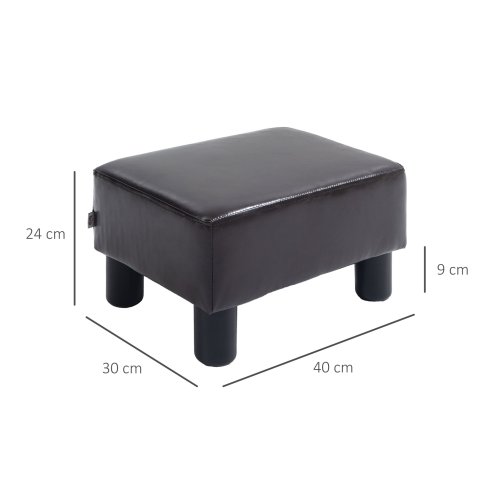 HOMCOM Faux Leather Footstool, Small Foot Rest, Rectangle Sofa Stool for Bedroom Living Room, Brown