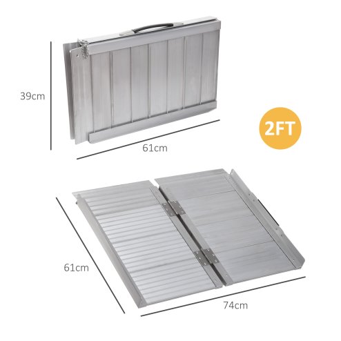 HOMCOM  Folding Aluminum Wheelchair Ramp Scooter Portable Mobility Assist Suitcase Access Aid Disabled