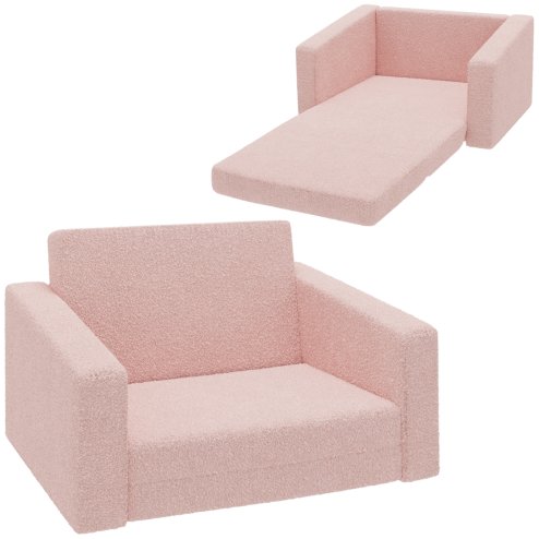 AIYAPLAY Toddler Sofa, Kids Sofa Bed, 2 in 1 Recliner Foldable Kids Armchair with Washable Cushion, Cover, for 1.5-3 Years Old, One Seater, Pink