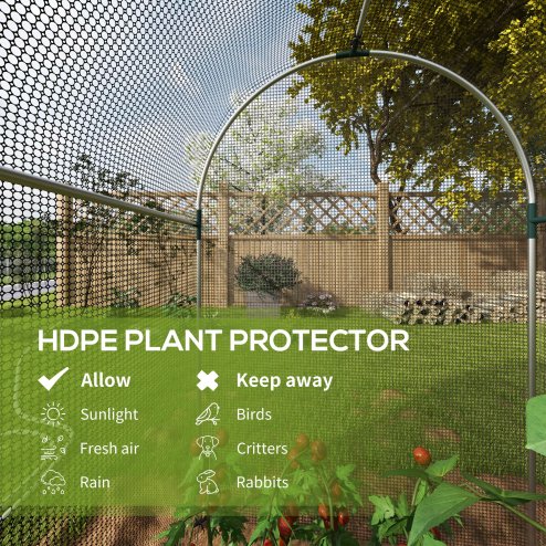 Outsunny Fruit Cage Bird Netting, Heavy Duty Fruit and Vegetable Protection Tent with Zipped Door, Anti Bird, Insects, Small Animals, 1.2 x 2.4 x 1.9m, Black
