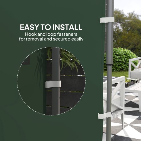 Outsunny Gazebo Side Panel, Canopy Sidewall Panel with 4 Mesh Bags and 2 Storage Pockets for 3 x 3 m Straight Leg Pop Up Gazebos, 1 Pack Sidewall Only, Green