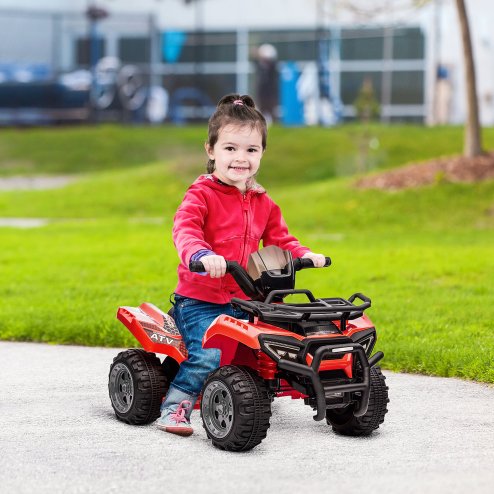 HOMCOM 6V Kids Electric Ride on Car Toddlers Quad Bike All Terrain Vehicle Toy With Music for 18-36 months Red