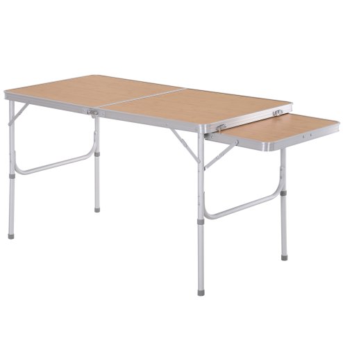 Outsunny 4ft Aluminium Picnic Table with Side Desktop Adjustable Outdoor BBQ Party Portable Folding Lightweight