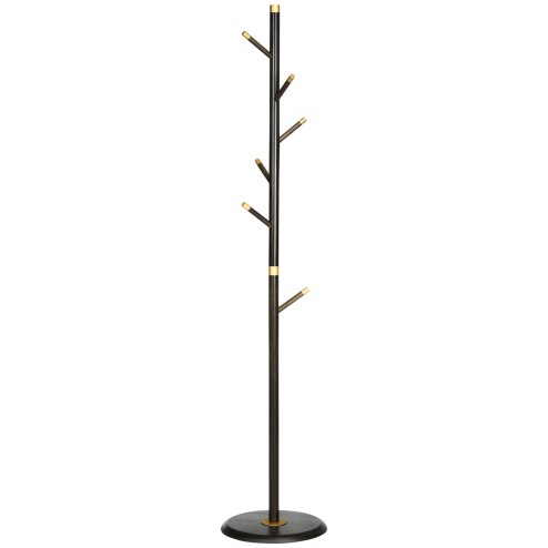HOMCOM Coat Rack, Freestanding Coat Stand with 6 Hooks and Bamboo Frame for Entryway, Hallway, Bedroom, Living Room, Walnut