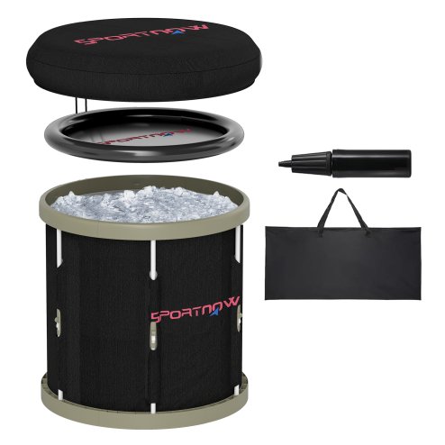 SPORTNOW Ice Bath Tub Outdoor, 210L Portable Cold Water Therapy Tub, Recovery Cold Plunge Pool with Lid, Cover, Carry Bag for Athletes, Black