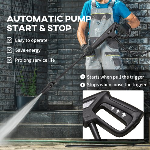 DURHAND 1800W High Pressure Washer, 150 Bar Pressure, 510 L/h Flow, High-Performance Portable Power Washer Jet Wash Cleaner with 6M Hose, Snow Foam Bottle for Garden, Car, Furniture, Blue