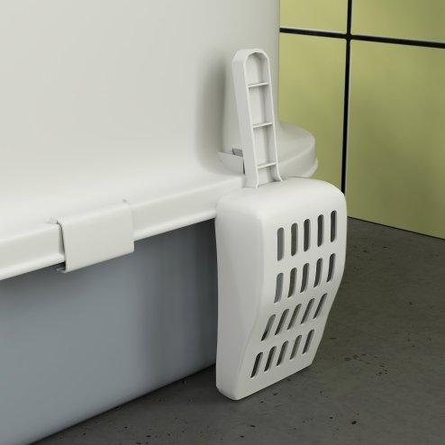 PawHut Cat Litter Box with Lid, Hooded Cat Litter Tray with Scoop, Deodorisation Bags, Top Entry, Cat Toilet with Drawer Pan, Grey