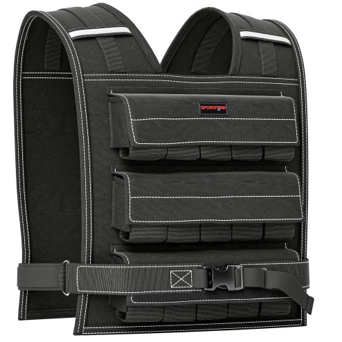 SPORTNOW 15KG Adjustable Weighted Vest, Weight Vest with 15 Metal Weights, Adjustable Straps and Reflective Strips, for Men and Women Running Cardio Exercise Strength Training