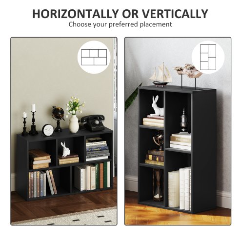 HOMCOM 2 Tier Bookshelf, Modern Cube Bookcase with 5 Open Storage Compartments, Freestanding Display Storage Unit for Living Room, Bedroom, Study
