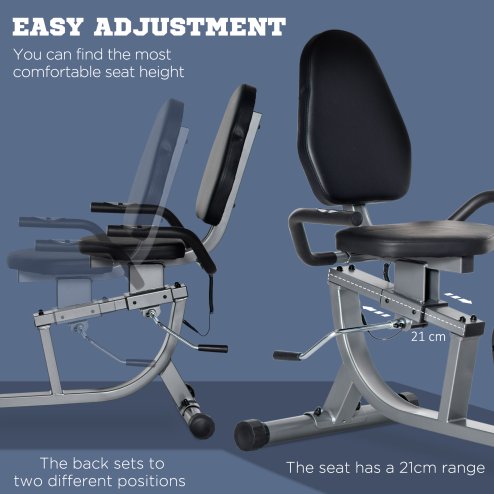 HOMCOM Exercise Bike with LCD Display, Stationary Bike with Quiet 8-Level Magnetic Resistance, Adjustable Seat and Backrest, Indoor Cycling Exercise Equipment for Home Gym Fitness Workout Training