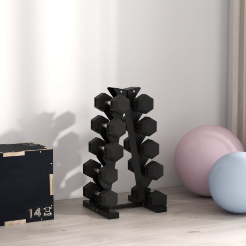 SPORTNOW 5-Tier Dumbbell Rack, Dumbbell Storage Stand Holder, Steel Weight Tree for Home Gym