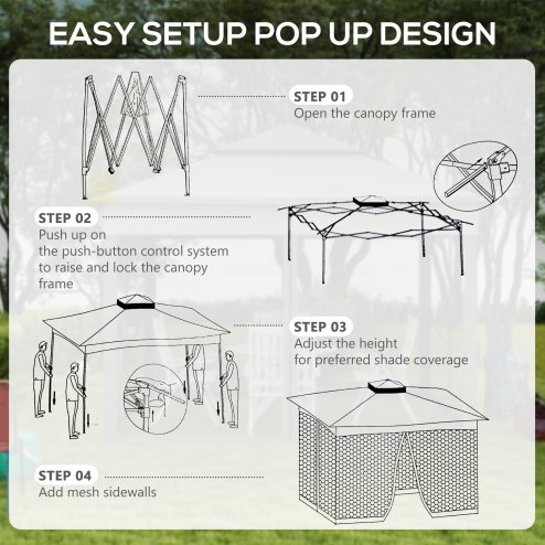 Outsunny 3 x 3(m) Pop Up Gazebo, Marquee Party Tent with Double Tier Roof, Netting and Carry Bag, Event Shelter for Outdoor Patio, Light Grey