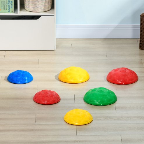 ZONEKIZ Stepping Stones Kids, 6PCs Balance River Stones with Non-Slip Mats, Indoor Outdoor Sensory Toys, Obstacle Course for Ages 3-8 Years, Stackable - Multicoloured